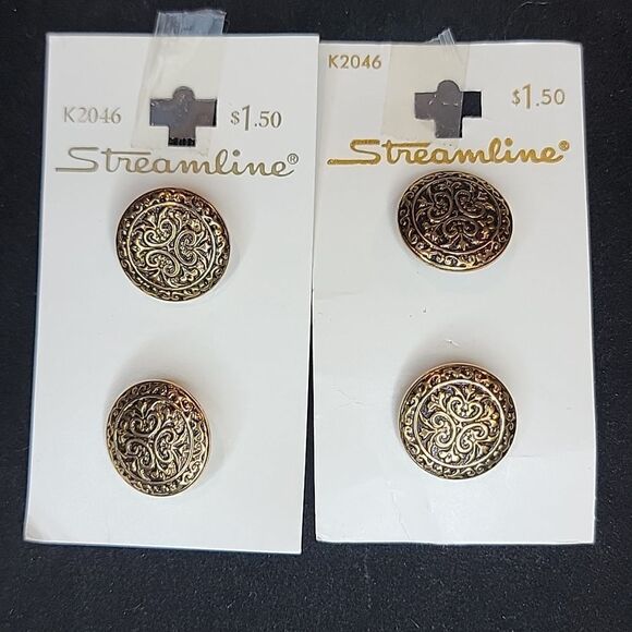 Streamline Vintage Gold Metal Buttons Card Set of 2 #K2046 - Picture 2 of 11